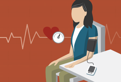 Woman on chair taking blood pressure