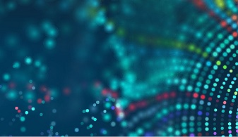abstract aqua blue digital illustration with colored dots